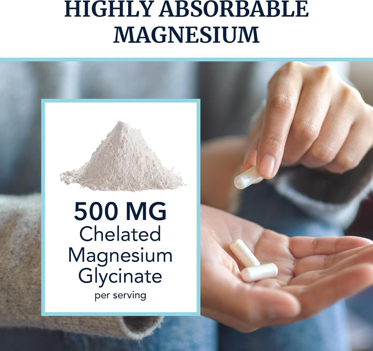 Magnesium Glycinate 500 mg 120 Capsules - Energize Food Supplements Palestine