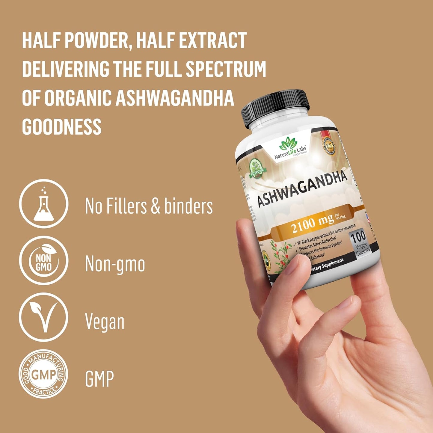 Organic Ashwagandha 2,100 mg - Energize Food Supplements Palestine