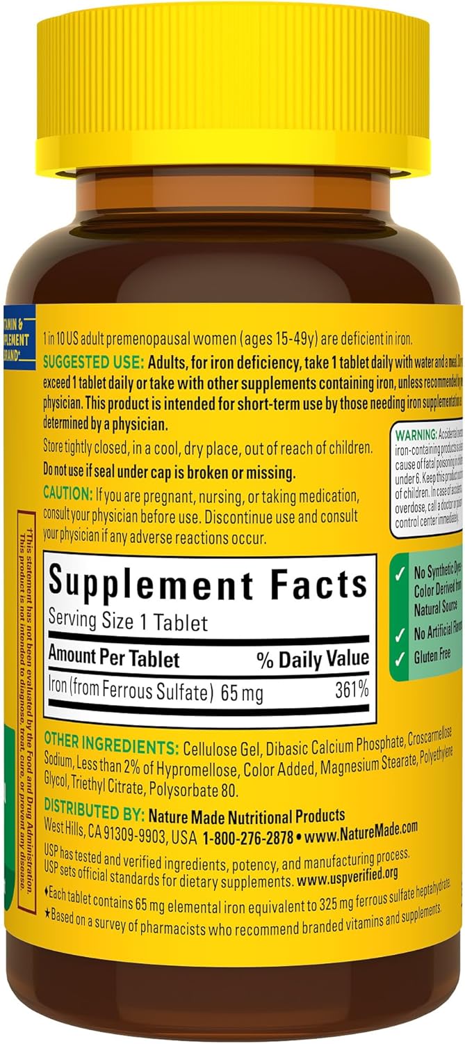 Nature Made Iron 65 mg - Energize Food Supplements Palestine