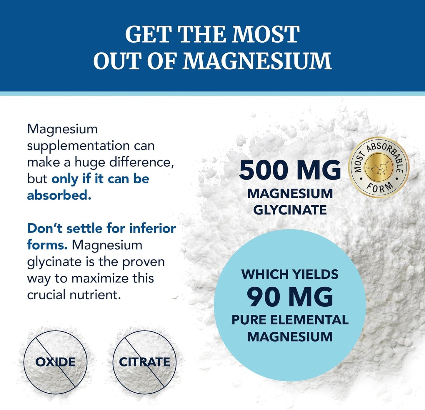 Magnesium Glycinate 500 mg 120 Capsules - Energize Food Supplements Palestine