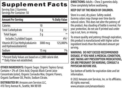 Amazon Basics Vitamin B12 3000 mcg Gummies - Energize Food Supplements Palestine