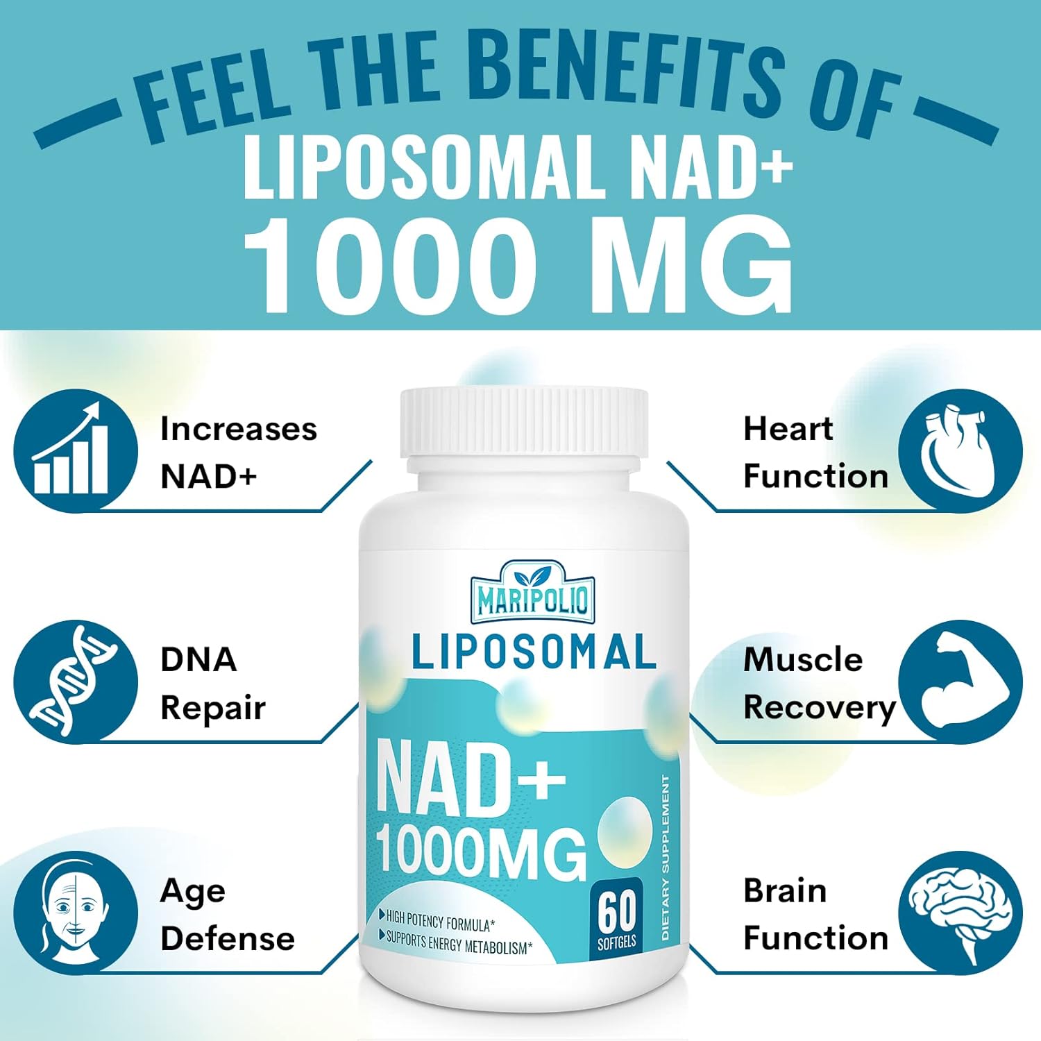 Liposomal NAD+ Supplement 1000 mg - Energize Food Supplements Palestine