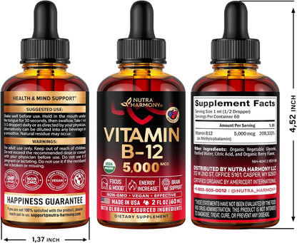 USDA Organic Vitamin B12 Sublingual Drops - Energize Food Supplements Palestine