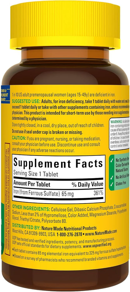 Nature Made Iron 65 mg - Energize Food Supplements Palestine