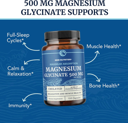 Magnesium Glycinate 500 mg 120 Capsules - Energize Food Supplements Palestine