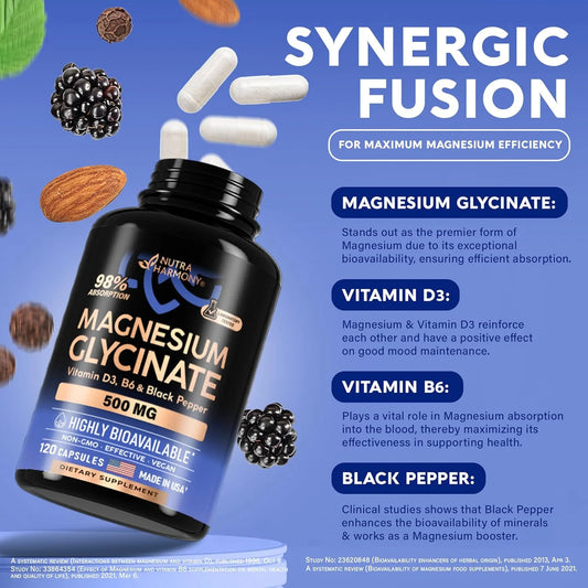 (Copy) Magnesium Glycinate 500 mg 120 Capsules - Energize Food Supplements Palestine