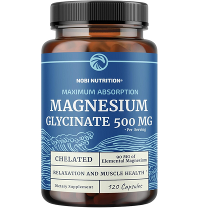Magnesium Glycinate 500 mg 120 Capsules - Energize Food Supplements Palestine