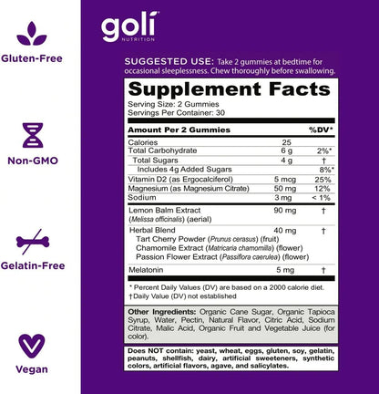 Goli Dreamy Sleep Gummy - 60 Count - Energize Food Supplements Palestine