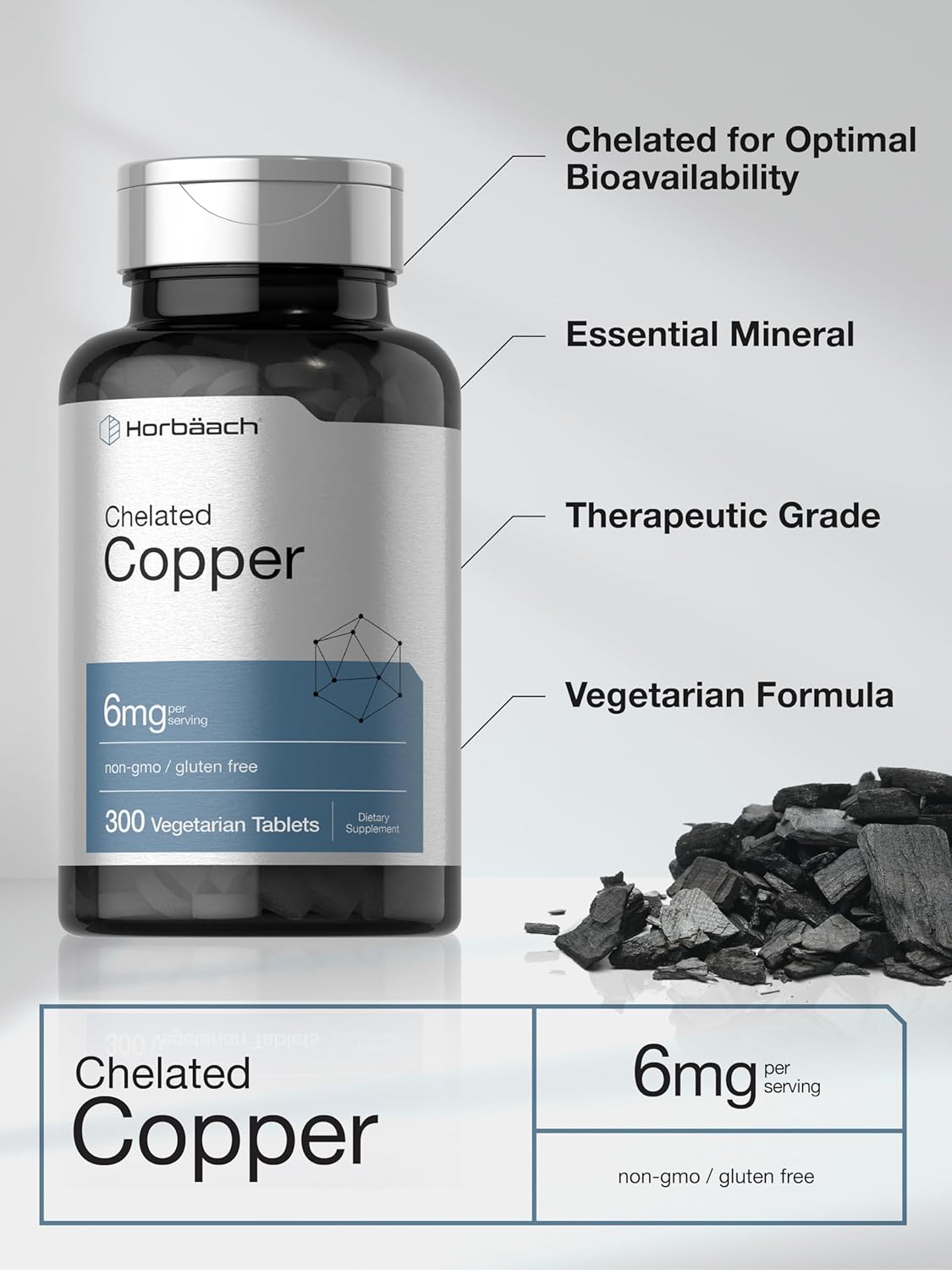 Horbäach Chelated Copper Supplement 6mg - Energize Food Supplements Palestine